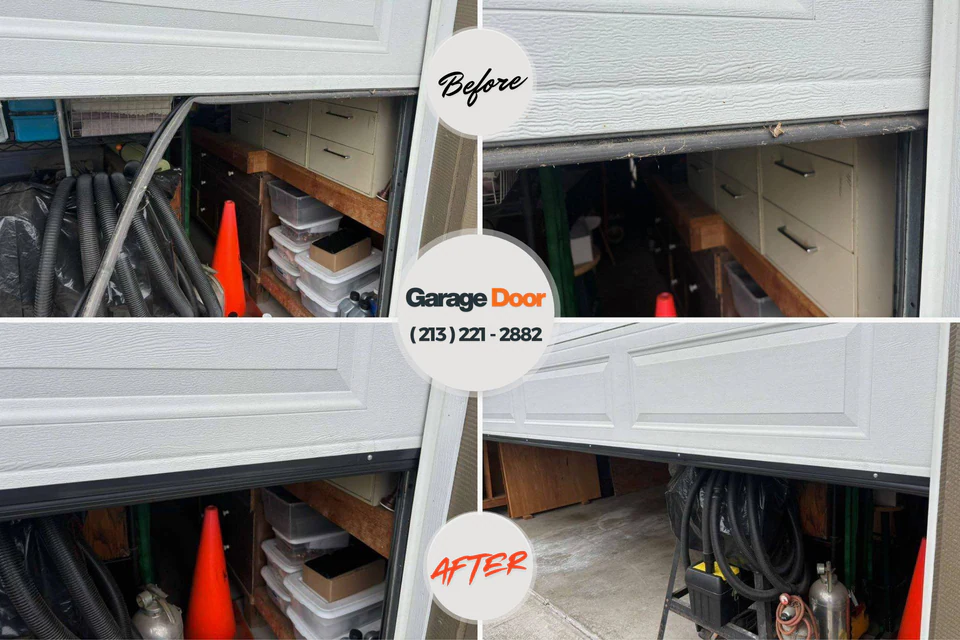 Before and after: garage door repair Peachtree Corners, GA